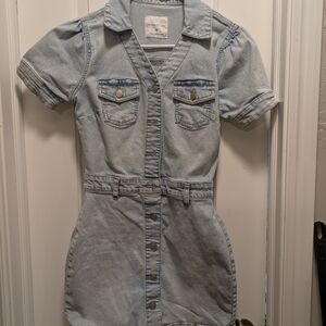 Celebrity Pink Light Blue Denim Midi Dress